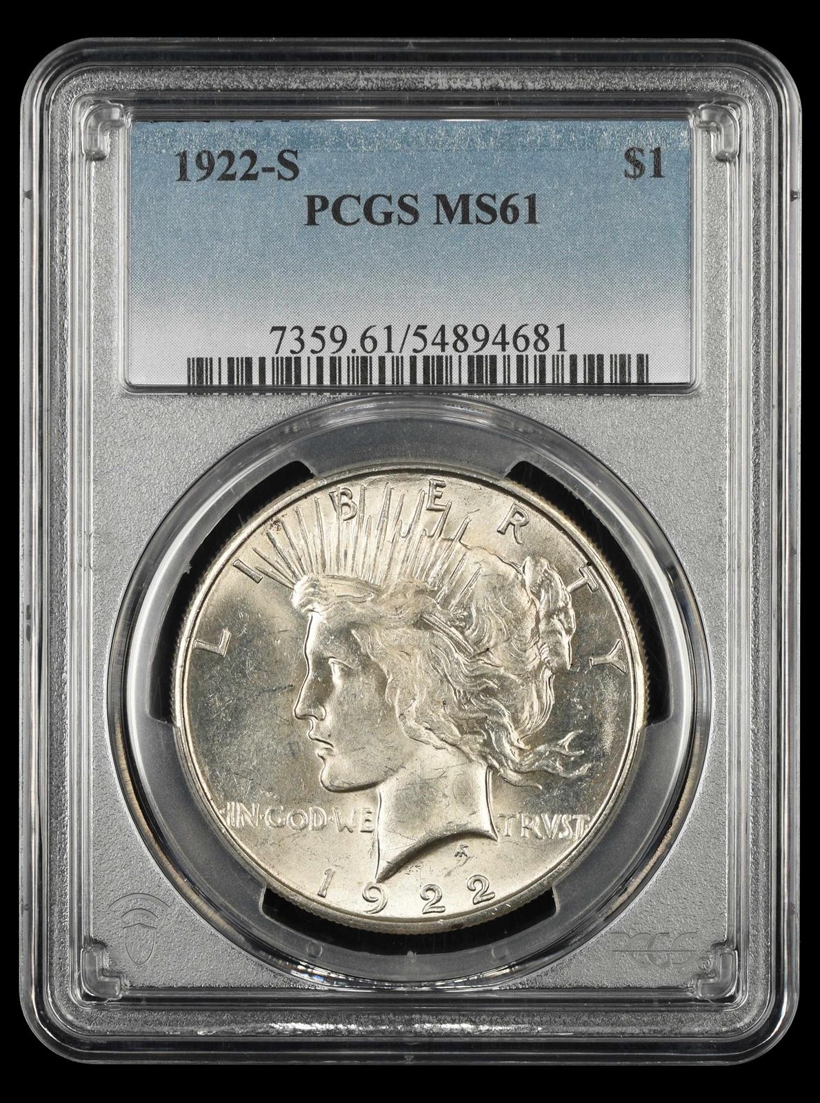 1922 S $1 PCGS MS61