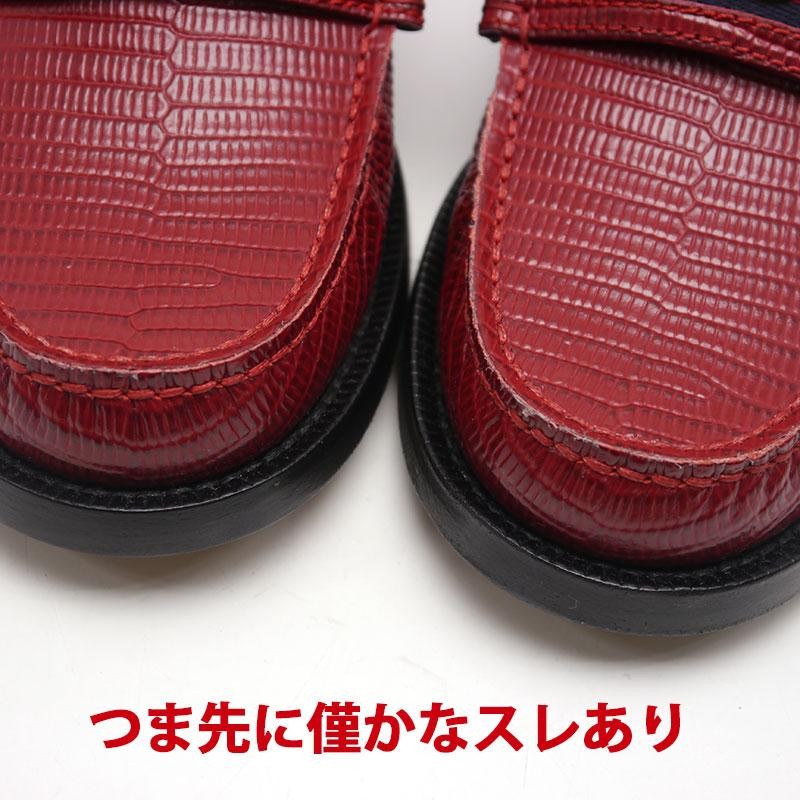 GUCCI Gold Hardware Leather Loafers Dress Shoes Size:35/JP:22 Red 141112K Authen thumbnail 4