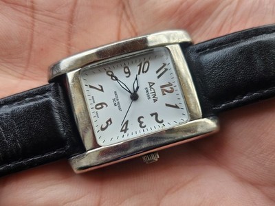 Activa Swiss Ladies Wristwatch Black Leather Strap Quartz Analog Swiss Mov Watch