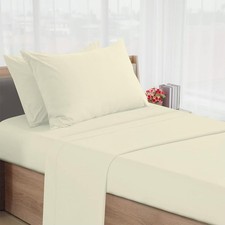 Premium Egyptian Cotton 4 Piece Cot Sheet Set 8 Inch Deep Pocket Ivory Solid
