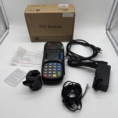 Used Pax S80 Credit Card Terminal with Power Cord Reset - Invalid IC Card- Works