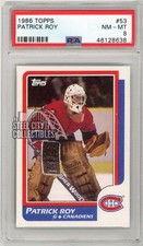 Patrick Roy 1986-87 Topps Hockey Rookie Card #53 PSA 8. rookie card picture