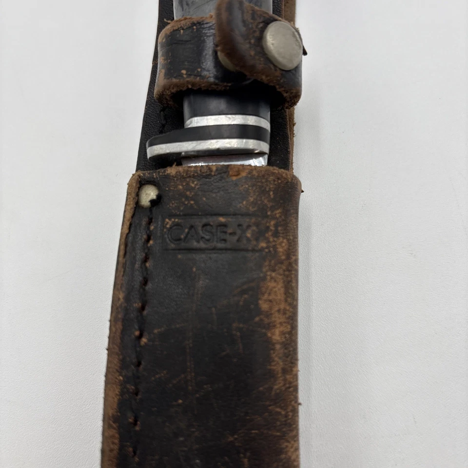 Vintage Case XX 216-5 Hunting Knife and Stamped Leather Sheath Preowned - Image 3 of 4