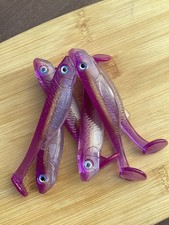 4.25” G Swim Bait Soft Plastic,Clear Belly,Gold Vein,Light Violet Top with Shift