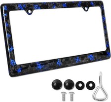 Blue Flakes Real Forged Carbon Fiber License Plate Frame For Us Universal Car