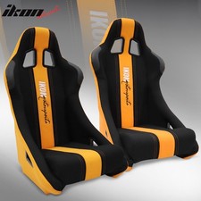 Universal Pair Ergonomic Bucket Racing Seats Pineapple Cloth Slider Blackorange