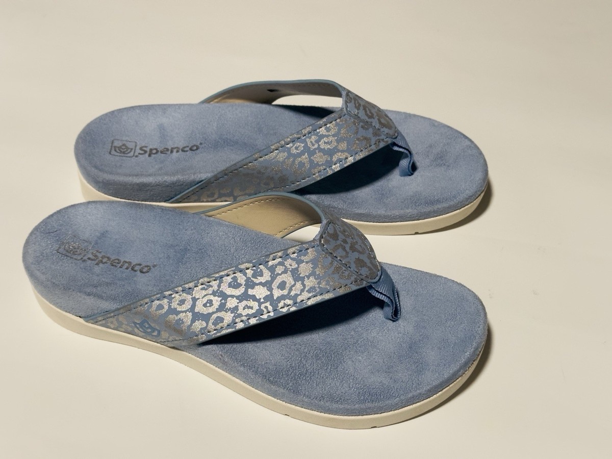 SPENCO ORTHOTIC THONG SANDAL, CHEETAH, BLUE GRAY, SIZE 7 | eBay