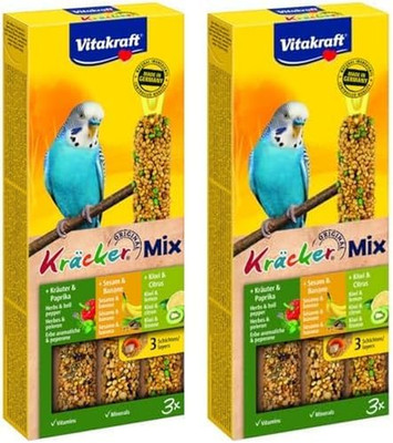 Vitakraft Vogelsnack Sittich Kräcker Mix Banane,Kräuter,Kiwi, 1X 3St (Packung Mi