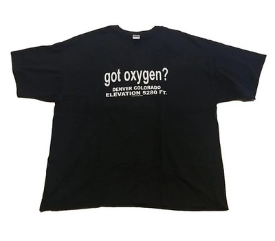 Gildan ''Got Oxygen?Denver Colorado Elevation 5280 FT Mens Shirt Black Size 4XL