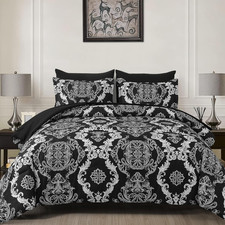 7 Pieces Comforter Set Queen Size, Black White Texture Bedding Set for All Seaso