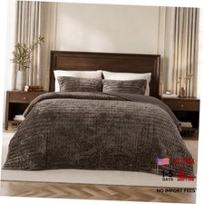 Velvet Comforter King, Brown Velvet Quilt, Luxury King 108" X 96" 01 - Brown