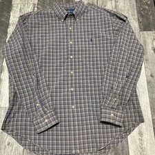 Ralph Lauren Men's XL Shirt Long Sleeve Button Down Plaid Check Purple Pony