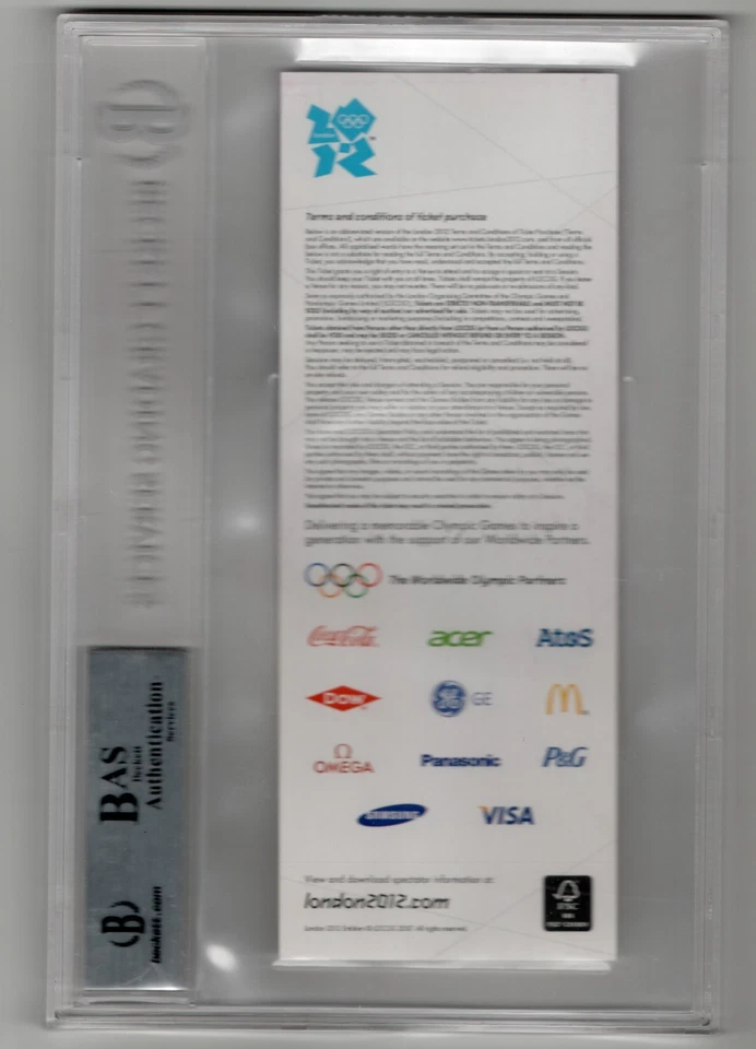 Boleto de los Juegos Olímpicos de Londres 2012 Usain Bolt autógrafo BGS BAS Foto 2 de 2