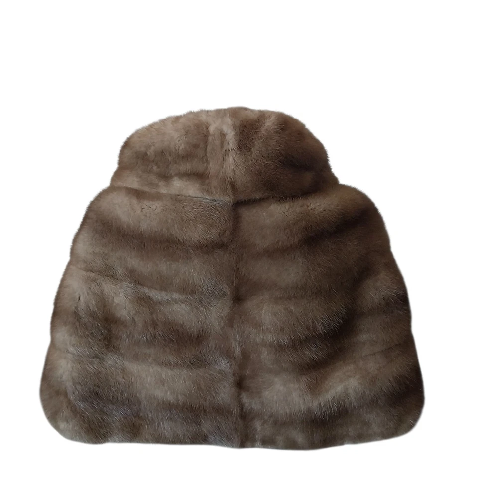 De Colección Piel Real Otoño Neblina Visón Estola Envoltura Capa Forrada Bolsillos S/M Fiesta Formal Foto 2 de 4