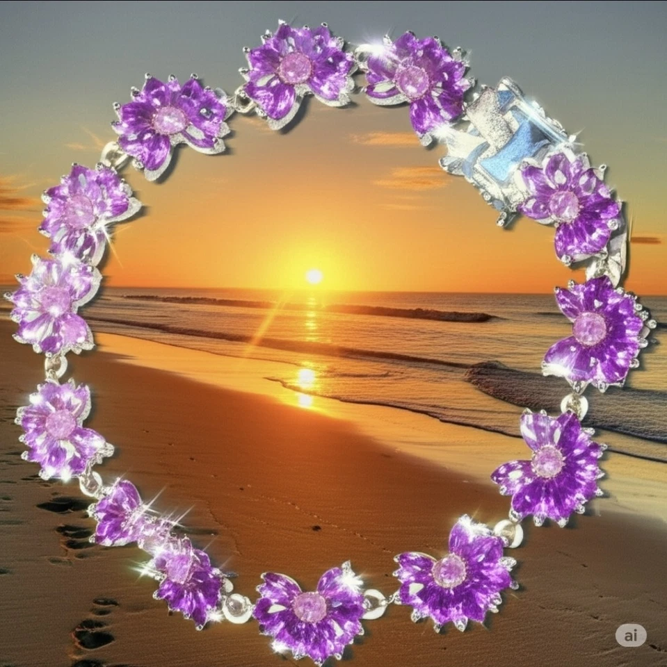 Wow! Colgante/cadena de amatista africana púrpura profundo, pulsera, juego de pendientes sobre SS Foto 2 de 4