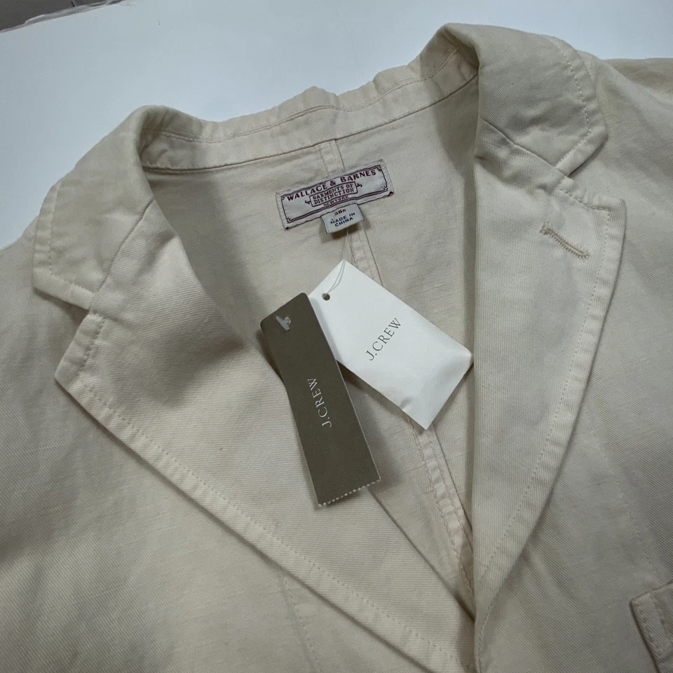 Nwt J CREW Wallace Barnes Chore Coat Mens 38 R Linen Cotton Canvas Jacket - Image 3 of 4