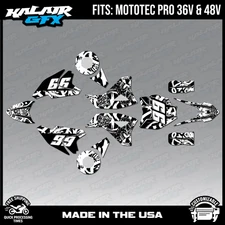 Graphics Kit for MotoTec 36V and 48V Pro Electric Dirt Bike Revolt - White