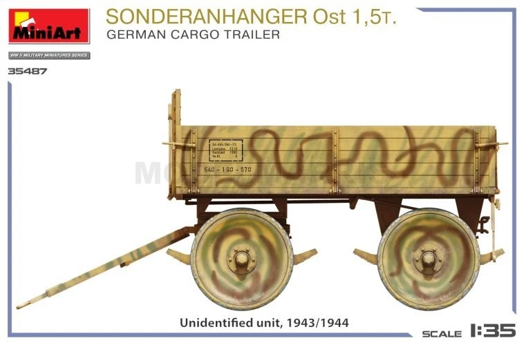 MINI ART 35487 1/35 Sonderanhanger Ost 1,5t. German Cargo Trailer - Immagine 3 di 4