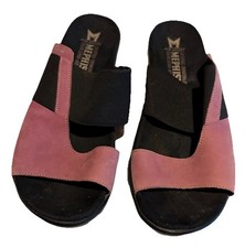 Mephisto Nubuck Leather Women  s Slip On Sandals 37 Black Pink