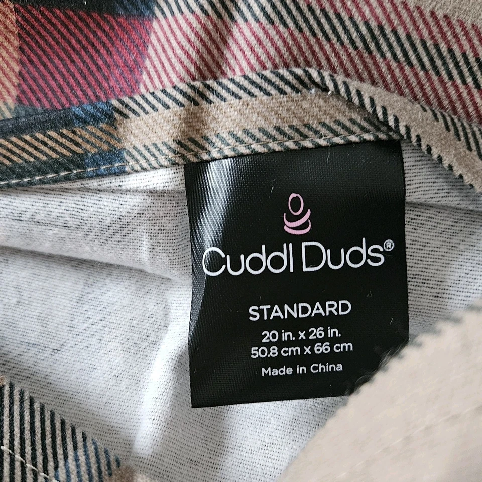 Juego de fundas de almohada de franela escocesa tartán tostado y rojo Cuddl Duds estándar 20x26 Foto 2 de 2