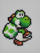 Yoshi Perler Bead Keychain  Magnet - Super Mario Pixel Art Gift