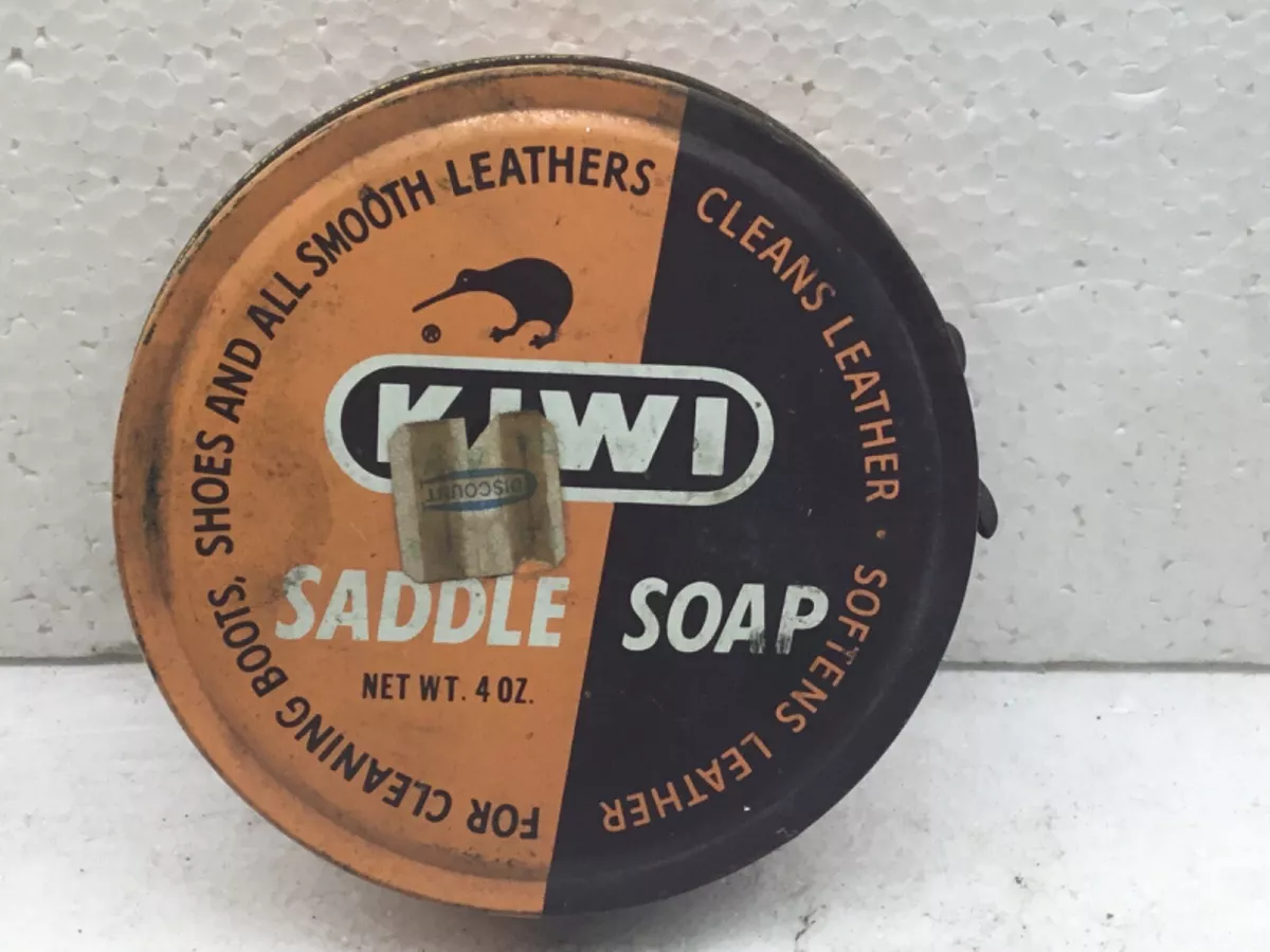 Vintage Kiwi Saddle Soap, Leather Cleaning Softening Tin general store  1950’s