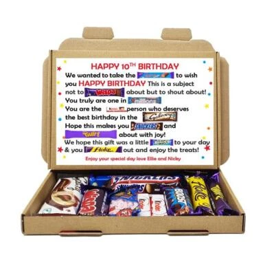 TREASURED FOREVER Personalised Birthday Any Age 16th Gift Box Chocolate Treat Hamper Him Her Dad