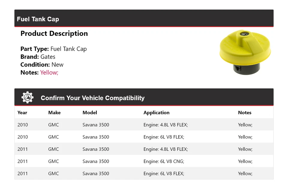 For 2010-2011 GMC Savana 3500 Fuel Tank Cap Gates - Image 2 of 4