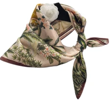100% Silk 20“ small square Scarf Women neckerchief Wrap floral pink green ZT310