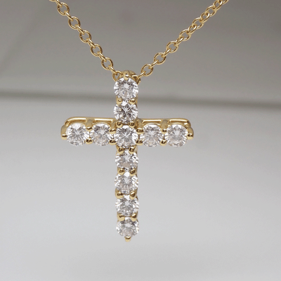 Tiffany & Co. Small Cross Necklace Diamond 750 K18YG 0.42CT 