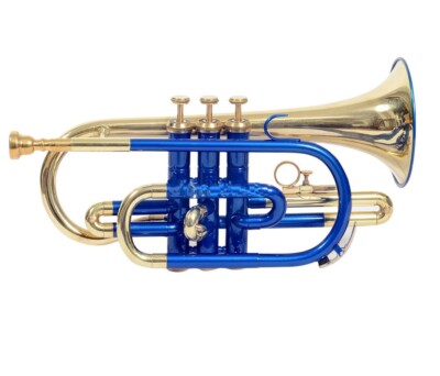 Cornet Bb FLAT CORNET BLUE BRASS WITH FREE HARD CASE+MOUTHPIECE+FAST SHIP