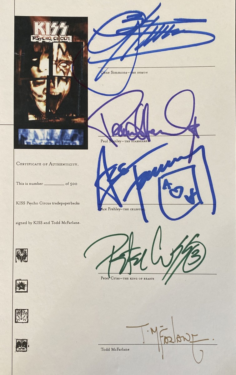 Kiss Signed Comic Book Ace Peter Simmons Stanley Autographed