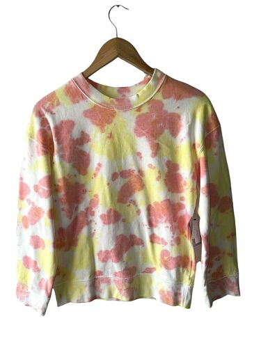 BP Women's Size XXS Crew Neck Tie Dye Long Sleeve Pink Yellow White Sweatshirt