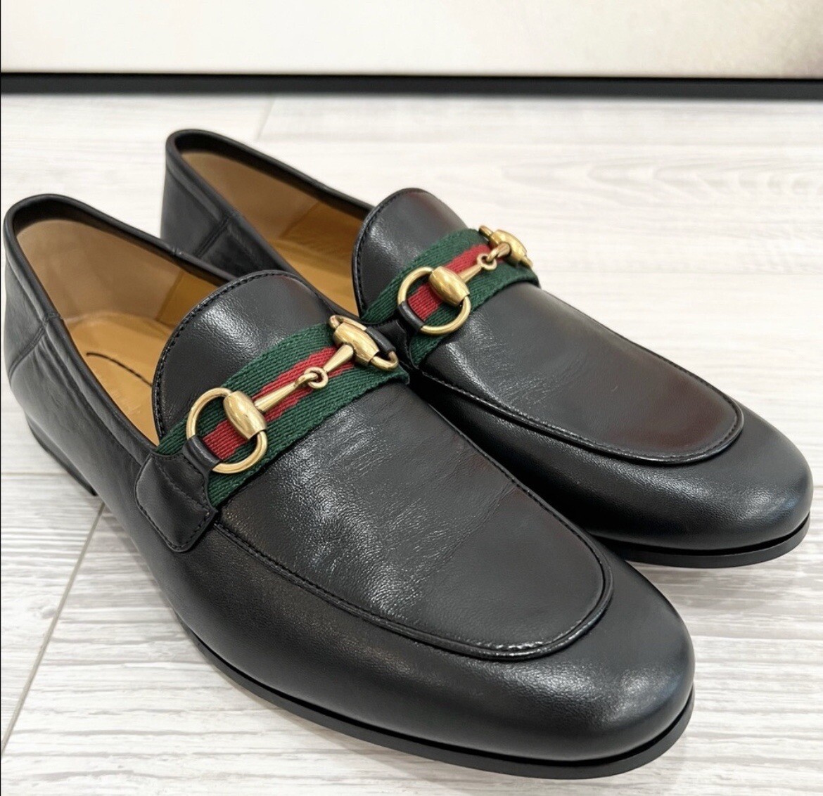 Gucci Web Brixton Leather Loafers Size Gucci 6 | eBay