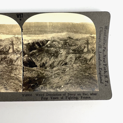 Antique WWI Photos Keystone View Co V18936 Weird Desolation of Berry au Bac WWI - Picture 3 of 5