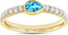 Half-Eternity Engagement Ring Simulated Birthstone 14k Yellow Gold Plated Silver
