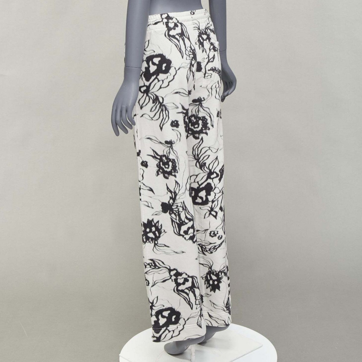 DRIES VAN NOTEN black white cotton blurry abstract floral DRIES VAN NOTEN black white cotton blurry abstract floral