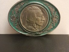 1937 Indian Head Pewter Belt Buckle Siskiyou 1991