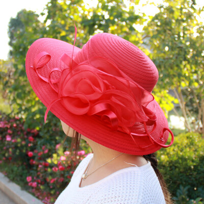 Women Wide Brim Kentucky Derby Church Sunhat Wedding Bridal  display picture 3