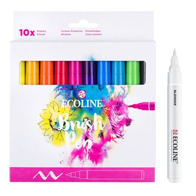 Royal Talens Ecoline Liquid Aquarell Pinsel Stifte Set Von 10 Farben + Blender