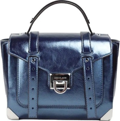 Michael Kors Manhattan Medium Teal Leather Top Handle Satchel Bag