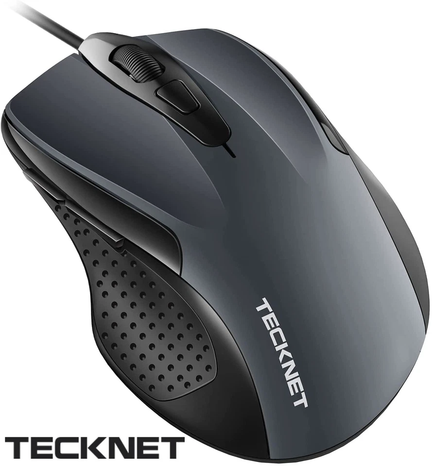 TeckNet Pro S2 High Performance Wired USB Mouse with 6 Buttons 2000DPI Mice Grey - Image 3 of 4
