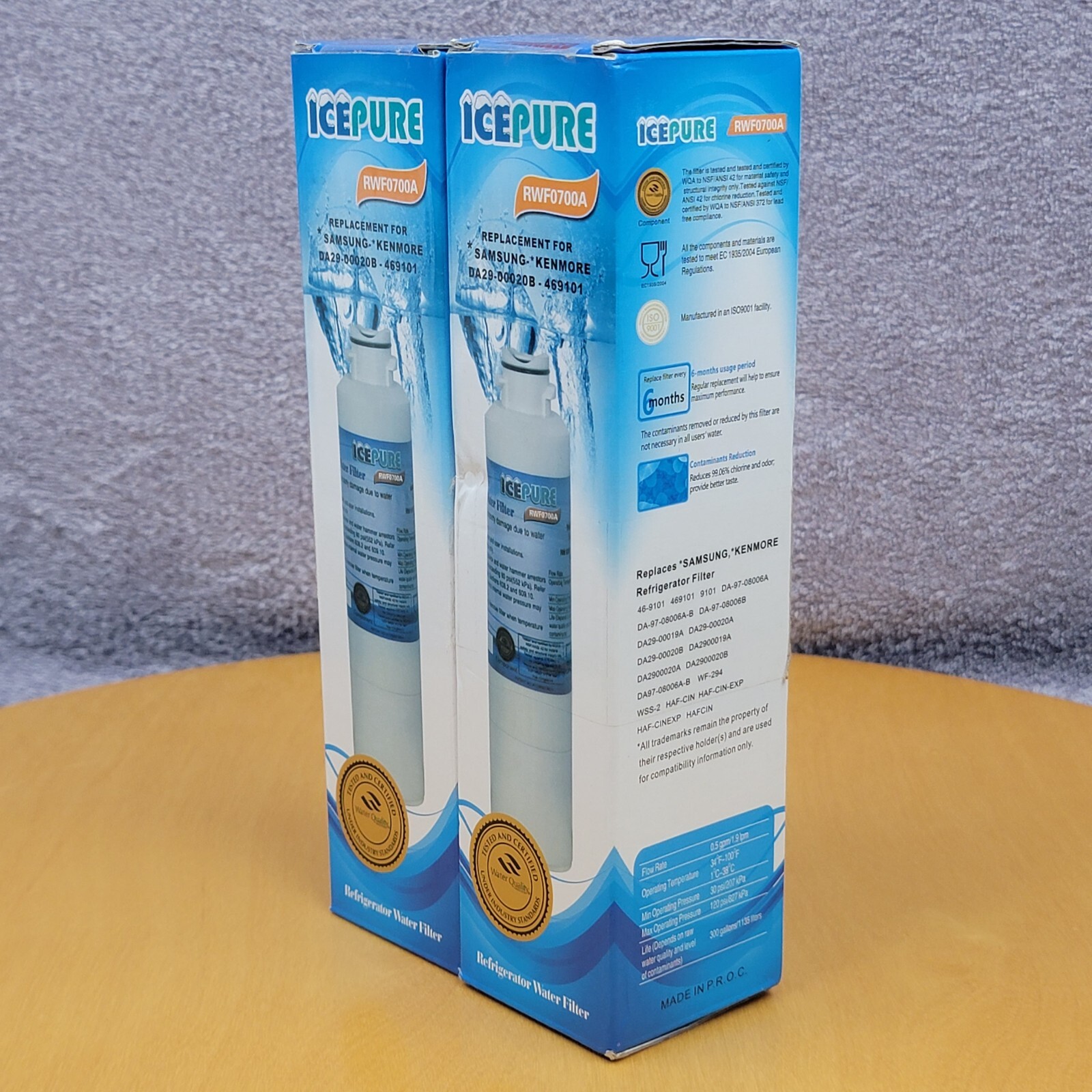 ICEPURE RWF0700A Refrigerator Water Filter 2 Pack for Samsung/Kenmore