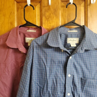 Eddie Bauer Dress Shirt Wrinkle Resistant Relaxed Fit Men's L (Lot
