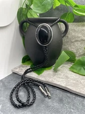 Rodeo Bolo Tie Western Cowboy Black Leather Necktie New Free Ship B1612