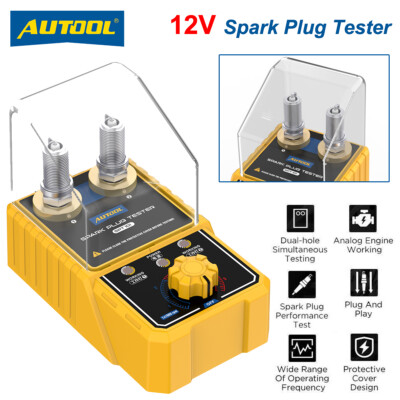 Compression Tester Spark Plug Tester Dual Hole Diagnostic Tool 12V Gasoline Car Ignition Analyzer E Spark Checker