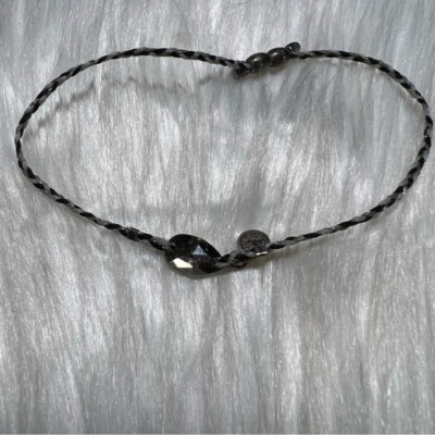 Alex and Ani Braided Black and Silver Gray Crystal Tear Drop