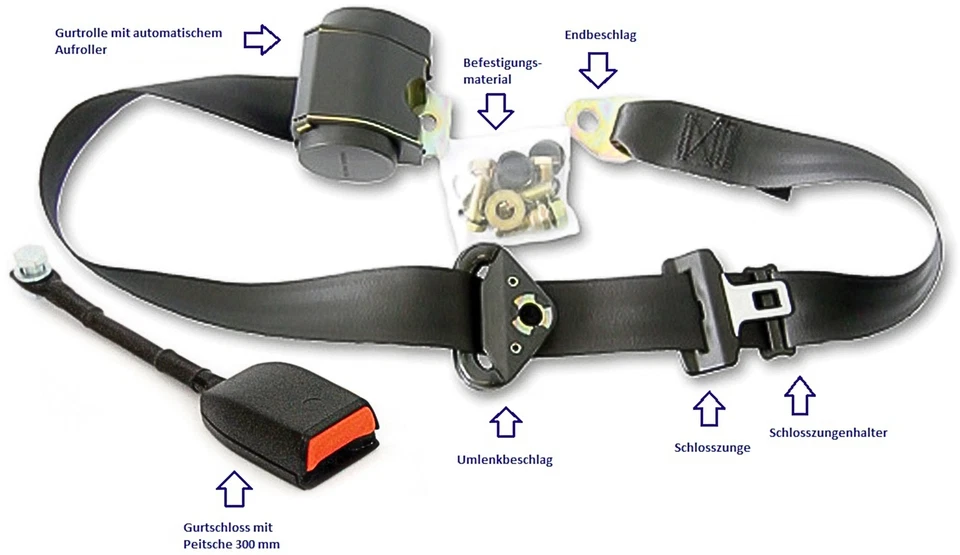VW T1 T2 T3 T4 LT 3 Punkt Automatikgurt Sicherheitsgurt Gurtpeitsche E Prüfung - Bild 2 von 4