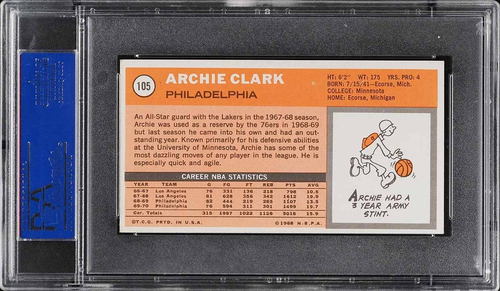 1970 Topps Basketball Archie Clark #105 PSA 6 - Picture 2 of 2