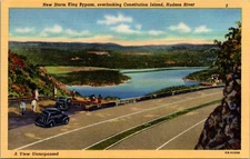 New Storm King Bypass Cars Overlooking Constitution Island Hudson River Postcard